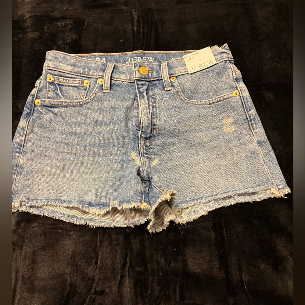 J. Crew Light Blue High-Rise Frayed Hem Denim Shorts